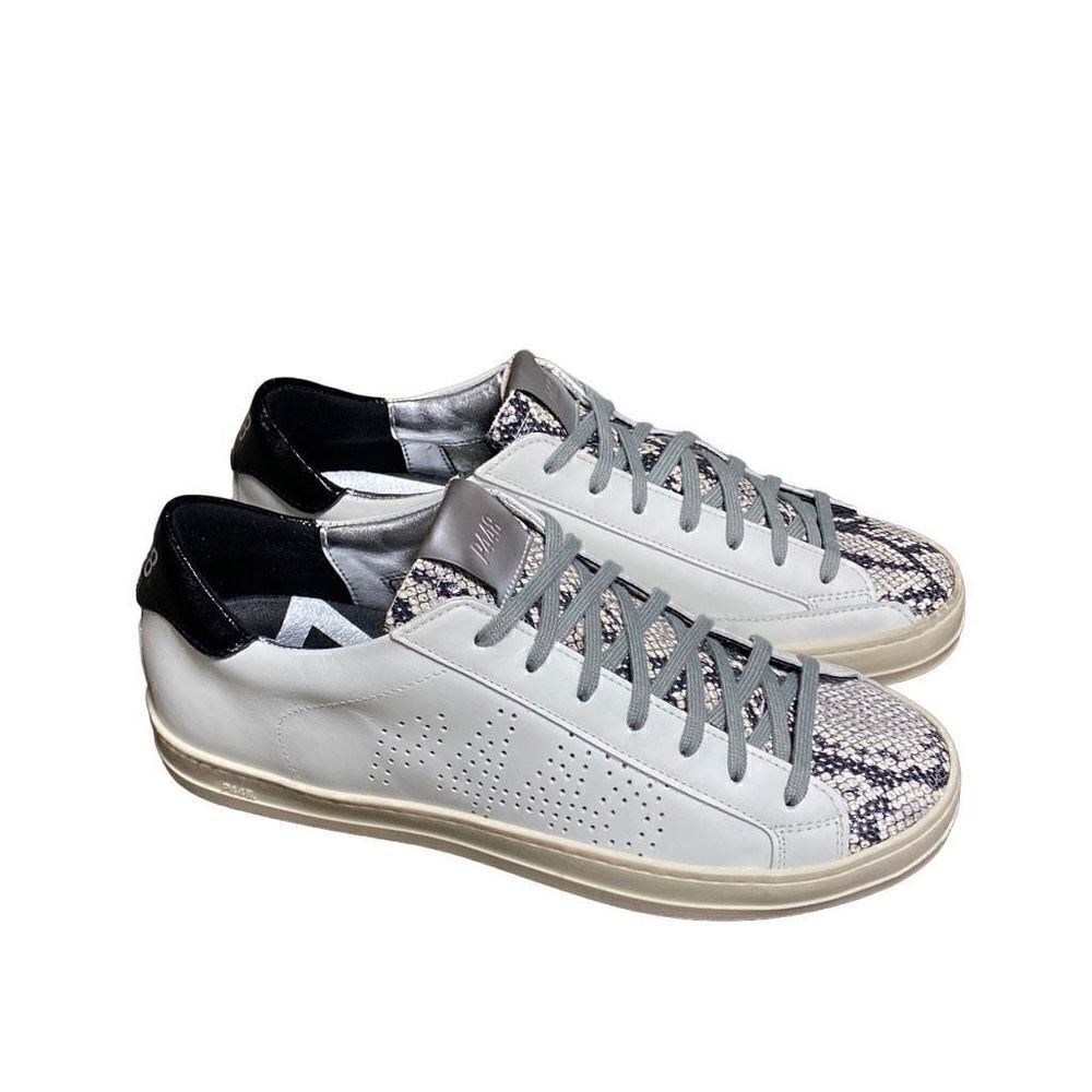 P448 John-W White & Python Leather Sneaker 
Size 39 US 9 NEW